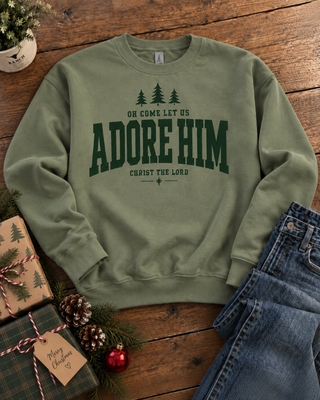 Oh Come Let Us Adore Him Sweatshirt christmas Lane Seven 