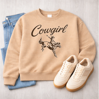 Ridin' Cowgirl Sweatshirt Graphic Design Sweatshirt Independent Trading Company 