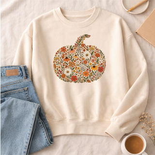 Floral Pumpkin Sweatshirt halloween Lane Seven 