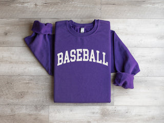 Baseball arch fleece sweatshirt baseball Lane seven and Hanes P160 XS Purple 