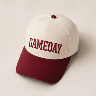 Gameday two toned hat football Otto 5 panel ball cap Natural/Burgundy 