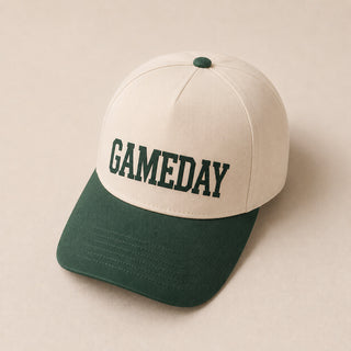 Gameday two toned hat football Otto 5 panel ball cap Natural/Forest green 