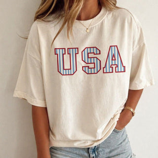 USA striped Block Letters Tee Wild Medley 