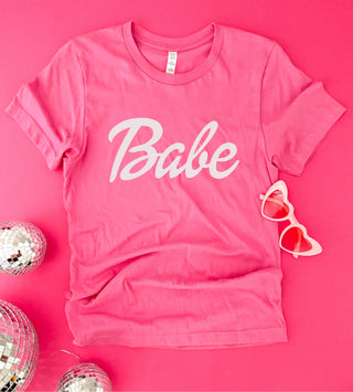 Babe script pink tee Bella canvas 3001 