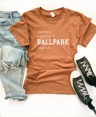 Ballpark lights tee baseball Bella canvas 3001 toast 