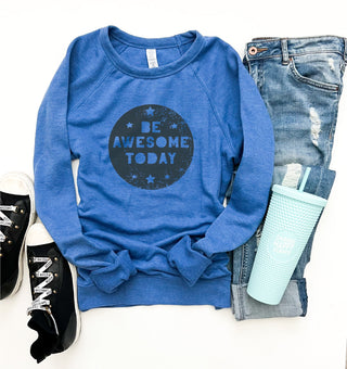 Be awesome today french terry raglan Fall French Terry raglan Lane seven French Terry raglan Heather royal blue XS 