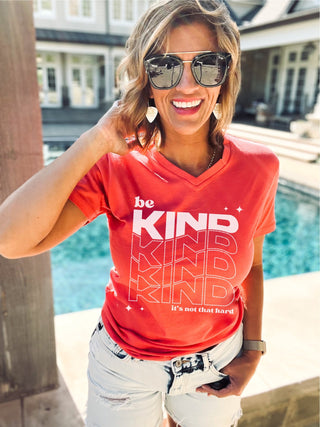 Be kind it's not that hard vneck tee Short sleeve summer tee Cotton heritage MC1047 vneck tee 