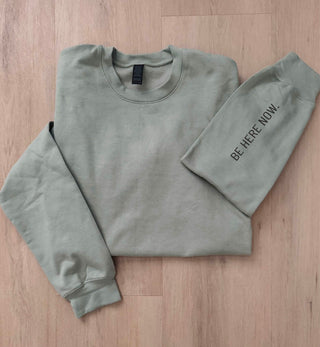 Be here now sleeve print softstyle sweatshirt Affirmation collection Gildan SF000 