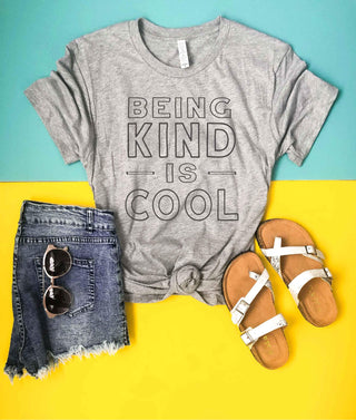 Being kind is cool tee Short sleeve graphic tee Bella Canvas 3001 athletic Heather 
