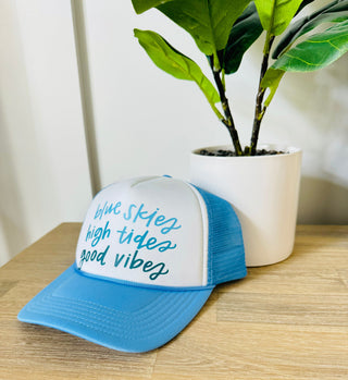 Blue skies high tides foam trucker hat Hat Buck wholesale foam trucker 