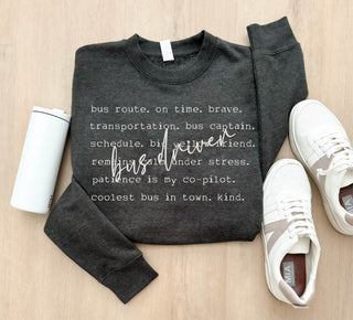 Bus driver words basic sweatshirt words Gildan 18000 sweatshirt 