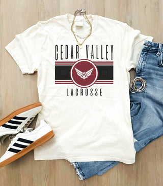 Cedar Valley lacrosse logo heavyweight tee