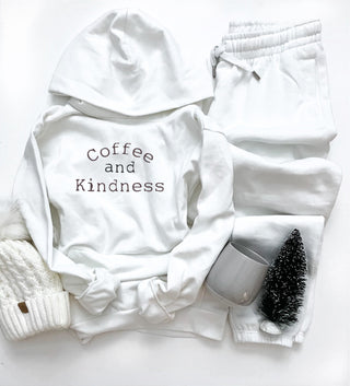 Coffee and kindness fleece hoodie Holiday French Terry raglan Lane seven premium fleece hoodie 