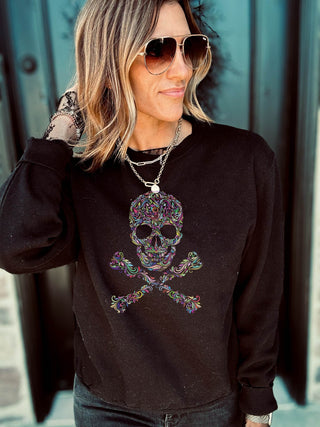 Skull fleece sweatshirt Halloween sweatshirt Lane seven unisex sweatshirt 