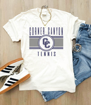 Corner Canyon tennis logo heavyweight tee
