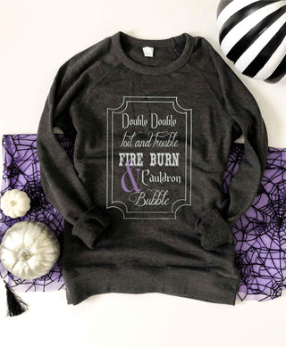 Double double toil and trouble french terry raglan Halloween French Terry raglan Lane seven French Terry raglan 