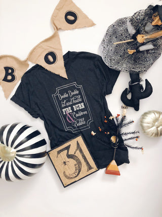 Double double toil and trouble Short Sleeve halloween tee Next level 6210 S Heather black 