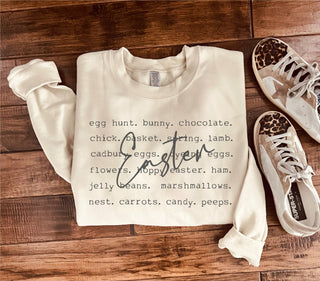 Easter words basic sweatshirt Words collection, easter Gildan 18000 sweatshirt XS Sand 