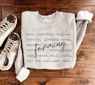 Farming words basic sweatshirt Sports collection Gildan 18000 sweatshirt 
