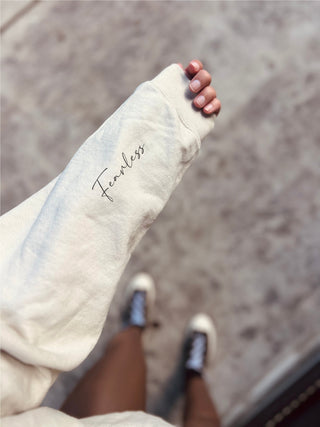 Fearless sleeve print basic sweatshirt Affirmation collection Gildan 18000 sweatshirt 