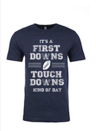 First Downs and Touchdowns Short sleeve football tee Bella canvas and Next Level S Navy(Dallas cowboys) 