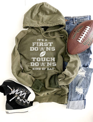 First downs and touchdowns unisex vintage wash hoodie Football hoodie Lane Seven vintage hoodie 