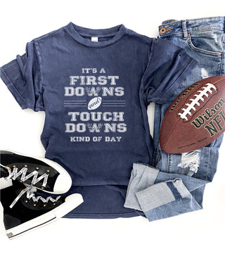 First downs and touchdowns unisex vintage wash tee Short sleeve football tee Lane seven vintage wash tee 