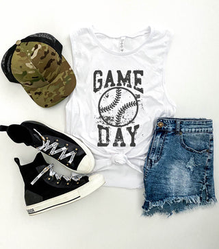 Gameday grunge baseball women’s muscle tank Patriotic tank Bella Canvas 6003 