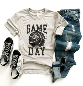Gameday grunge basketball tee Short sleeve basketball tee Bella canvas 3001 cool grey 