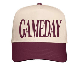 Gameday two toned hat football Otto 5 panel ball cap Natural/Burgundy 