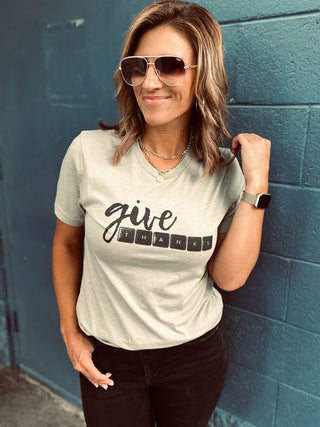 Give Thanks tee Short sleeve fall tee Bella Canvas 3001 heather maroon and Heather olive, next level 6210 warm grey 