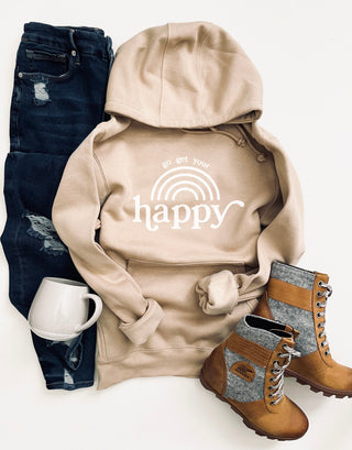 Go get your happy fleece hoodie Miscellaneous hoodie Cotton heritage lightweight fleece hoodie 