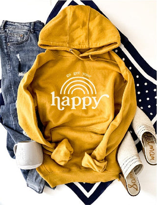 Go get your happy fleece hoodie Miscellaneous hoodie Cotton heritage lightweight fleece hoodie 