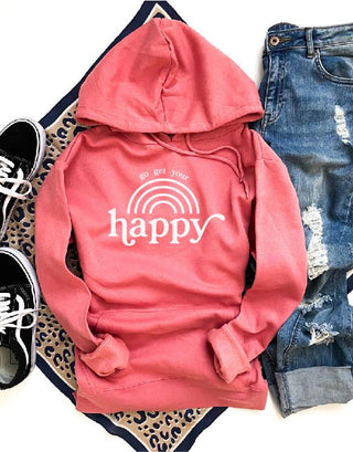 Go get your happy fleece hoodie Miscellaneous hoodie Cotton heritage lightweight fleece hoodie S Coral 