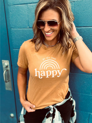 Go get your happy tee Short sleeve miscellaneous tee Bella Canvas 3001 