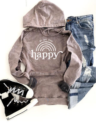 Go get your happy vintage wash hoodie Edgy hoodie Lane Seven vintage hoodie XS Vintage zinc 