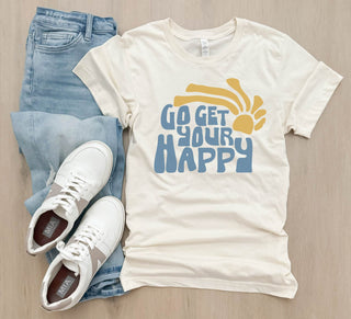 Go get your happy retro sun heavyweight tee Adventure Lane seven heavyweight tee sage 