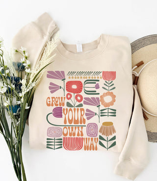 Grow your own way fleece sweatshirt Spring Lane seven 