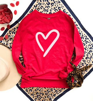 Heart french terry raglan sweatshirt Valentines French Terry raglan Cotton heritage and lane seven French Terry raglan XS Red w/white heart 