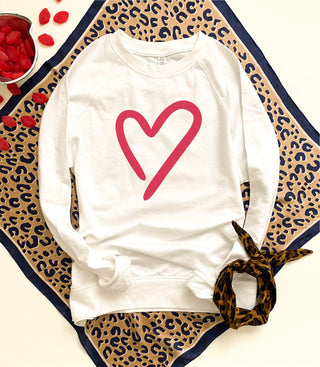 Heart french terry raglan sweatshirt Valentines French Terry raglan Cotton heritage and lane seven French Terry raglan XS White 
