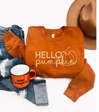 Hello pumpkin fleece sweatshirt Holiday French Terry raglan CH fleece sweatshirt 