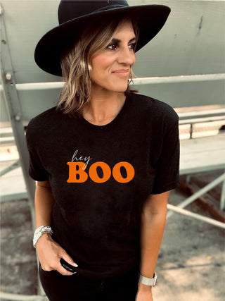 Hey boo tee Short Sleeve halloween tee Bella Canvas 3001 black 