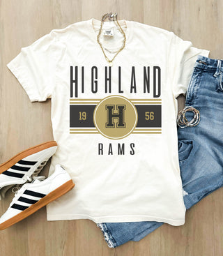 Highland Rams logo comfort colors tee
