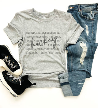 Hockey words tee Sports Bella canvas 3001 