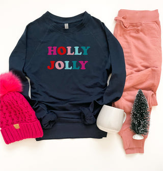 Holly Jolly french terry raglan Holiday French Terry raglan Independent trading ss1000c 