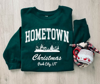 Hometown Christmas sweatshirt- customizable! Holiday sweatshirt Gildan softstyle(sf000) 