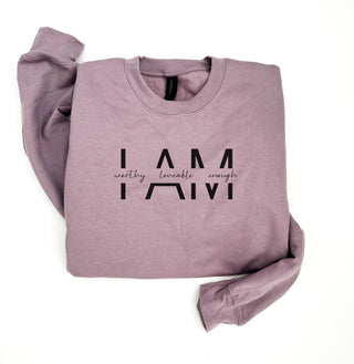 I am worthy loveable enough fleece sweatshirt Affirmation collection Gildan SF000 