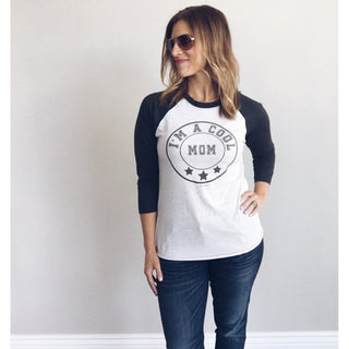 I'm a cool mom baseball tee Baseball mom themed tee Next Level 6051 baseball tee heather white/heather black 