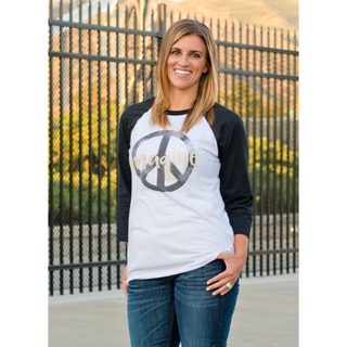 Imagine Peace baseball tee Baseball tee for a cause Bella Canvas 3200 baseball tee white/black 