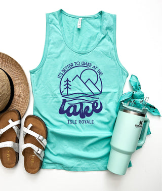Isle Royale wake at the lake unisex tank National park tank Cotton heritage mc1790 